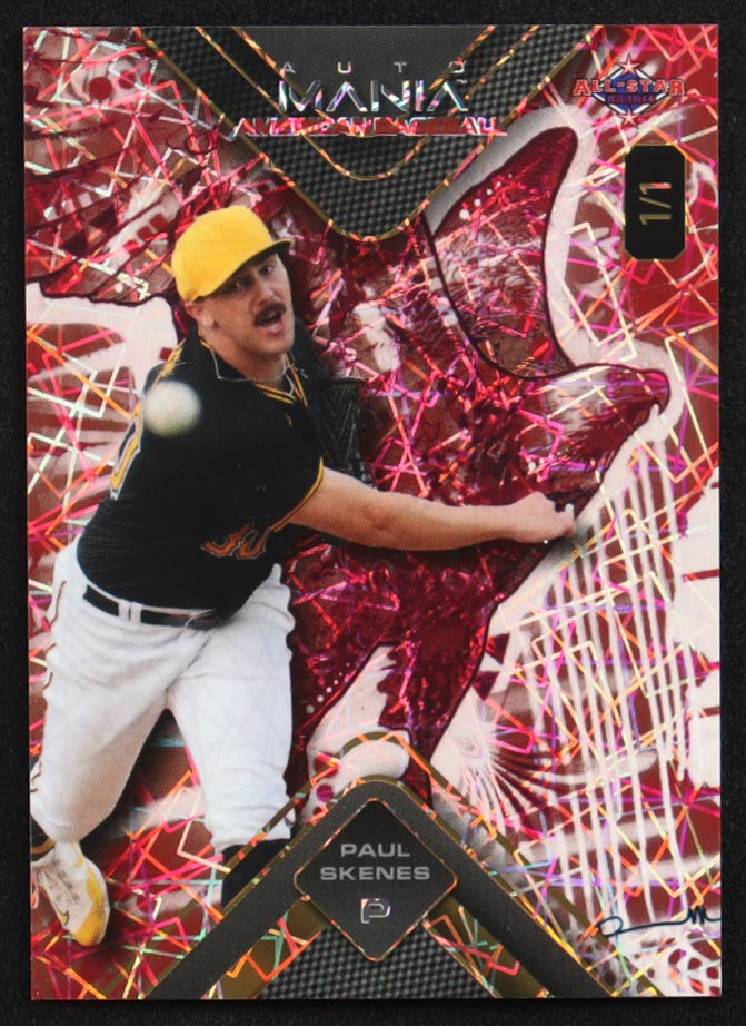 Paul Skenes 2024 Wild Card Auto Mania Red Laser #PS2 RC #1/1 at PristineAuction.com Paul Skenes 2024 Wild Card Auto Mania Red Laser #PS2 RC #1/1 at PristineAuction.com