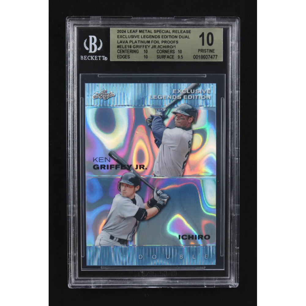 Ken Griffey Jr. / Ichiro Suzuki 2024 Leaf Metal Special Release Exclusive Legends Ed. Dual Lava Platinum Foil Proofs #ELE18 #1/1 (BGS 10) at PristineAuction.com