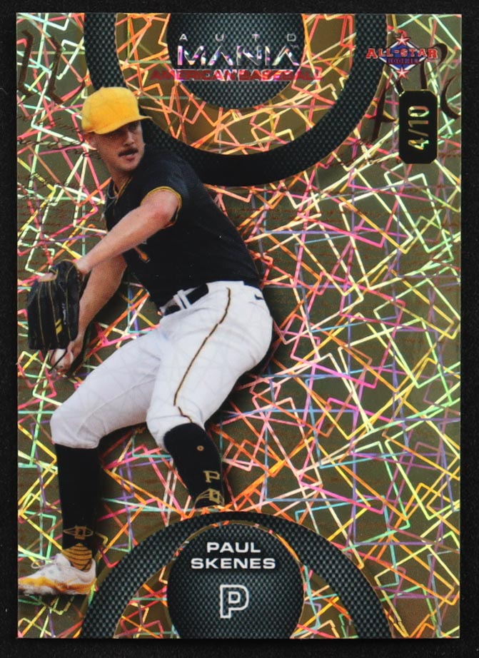 Paul Skenes 2024 Wild Card Auto Mania Gold Laser #PS3 RC #4/10 at PristineAuction.com Paul Skenes 2024 Wild Card Auto Mania Gold Laser #PS3 RC #4/10 at PristineAuction.com