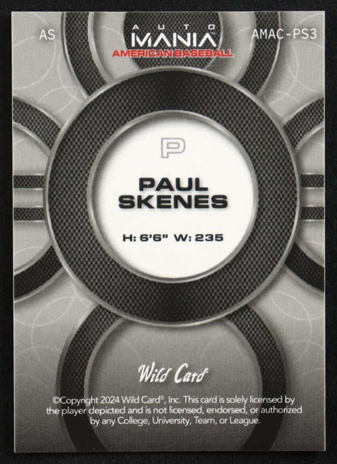 Paul Skenes 2024 Wild Card Auto Mania Gold Laser #PS3 RC #4/10 at PristineAuction.com Paul Skenes 2024 Wild Card Auto Mania Gold Laser #PS3 RC #4/10 at PristineAuction.com