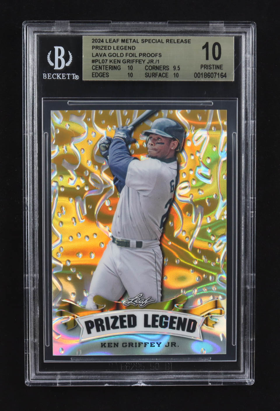 Ken Griffey Jr. 2024 Leaf Metal Special Release Prized Legend Lava Gold Foil Proofs #PL-07 #1/1 (BGS 10) at PristineAuction.com Ken Griffey Jr. 2024 Leaf Metal Special Release Prized Legend Lava Gold Foil Proofs #PL-07 #1/1 (BGS 10) at PristineAuction.com