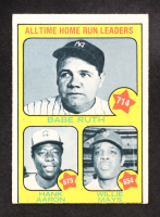 Babe Ruth 714 / Hank Aaron 673 / Willie Mays 654 1973 Topps #1 at PristineAuction.com