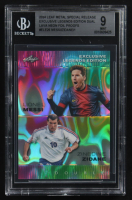 Lionel Messi / Zinedine Zidane 2024 Leaf Metal Special Release Exclusive Legends Ed. Dual Lava Neon Foil Proofs #ELE26 (BGS 9) at PristineAuction.com