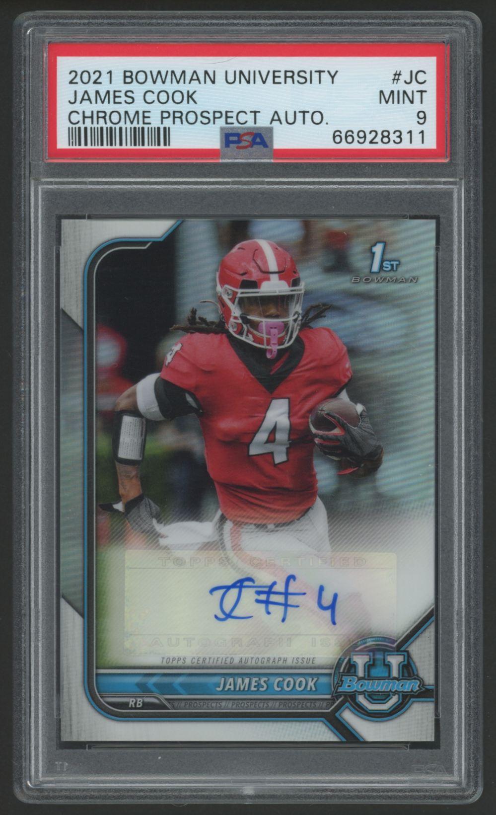 James Cook 2021 Bowman Chrome University Prospect Autographs #BCPAJC (PSA 9) at PristineAuction.com James Cook 2021 Bowman Chrome University Prospect Autographs #BCPAJC (PSA 9) at PristineAuction.com