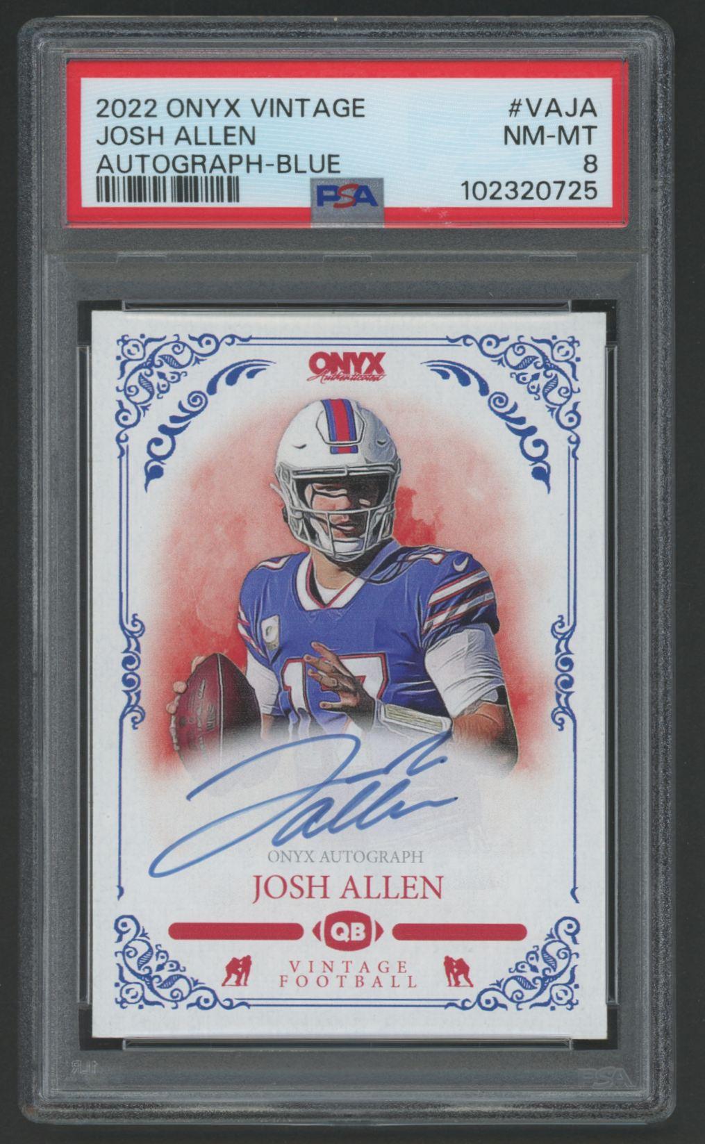 Josh Allen 2022 Onyx Vintage Autograph Blue #VAJA (PSA 8) at PristineAuction.com Josh Allen 2022 Onyx Vintage Autograph Blue #VAJA (PSA 8) at PristineAuction.com
