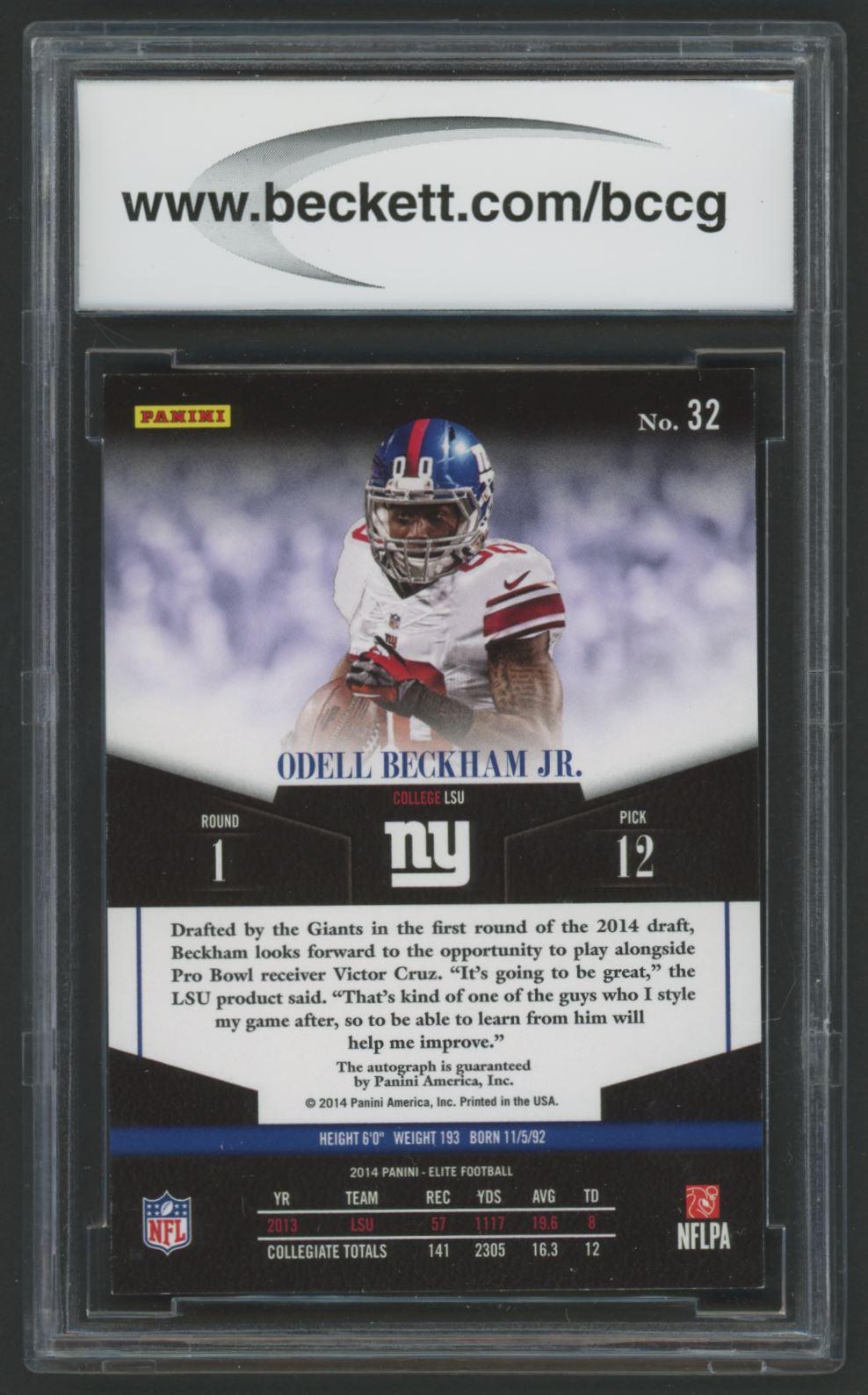 Odell Beckham Jr. 2014 Elite Rookie Inscriptions #32 RC (BCCG 10) at PristineAuction.com Odell Beckham Jr. 2014 Elite Rookie Inscriptions #32 RC (BCCG 10) at PristineAuction.com