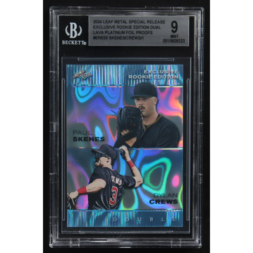 Paul Skenes / Dylan Crews 2024 Leaf Metal Special Release Exclusive Rookie Ed. Dual Lava Platinum Foil Proofs #ERE02 RC #1/1 (BGS 9) at PristineAuction.com