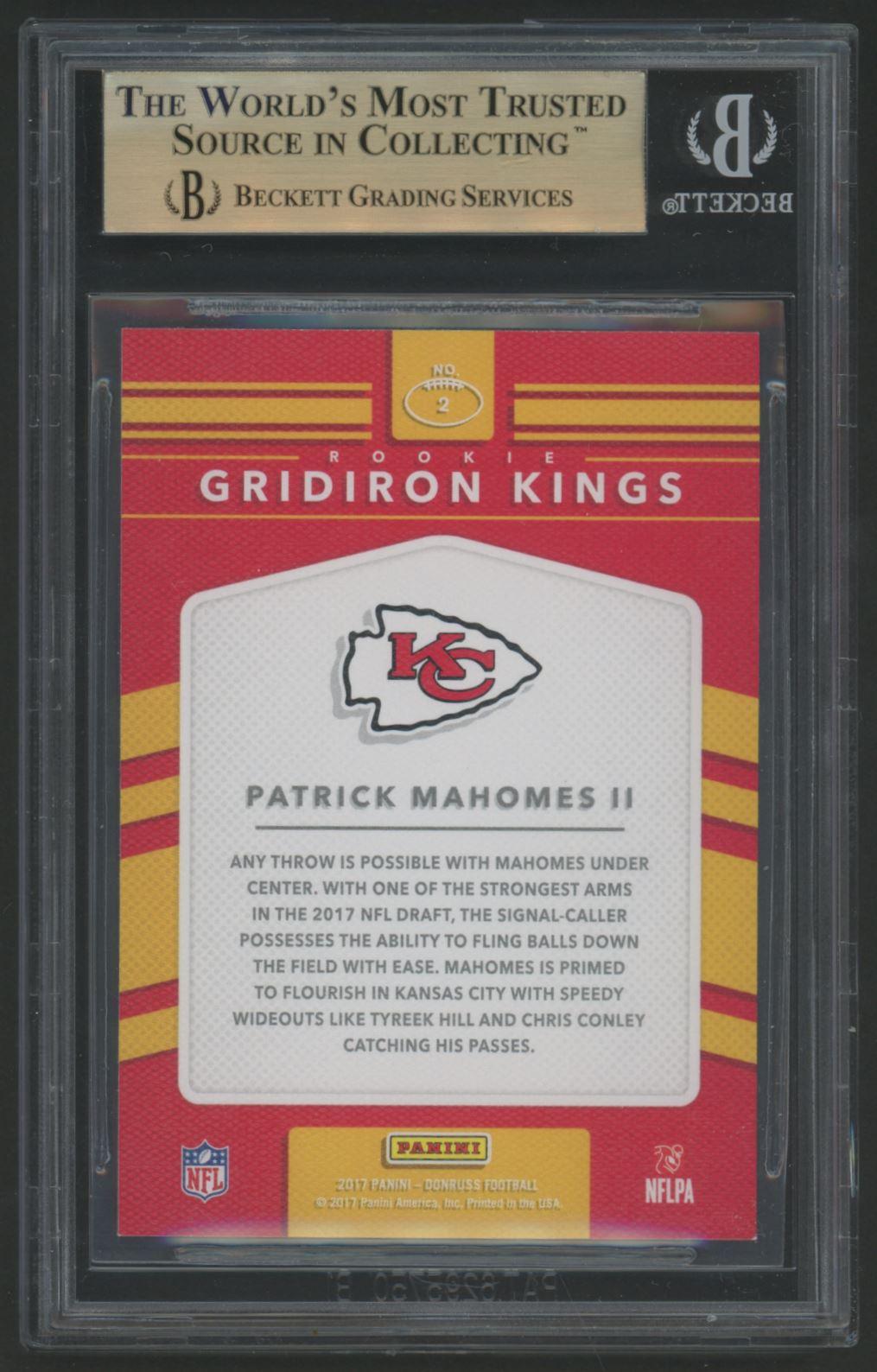 Patrick Mahomes II 2017 Donruss Rookie Gridiron Kings #2 (BGS 9.5) at PristineAuction.com Patrick Mahomes II 2017 Donruss Rookie Gridiron Kings #2 (BGS 9.5) at PristineAuction.com