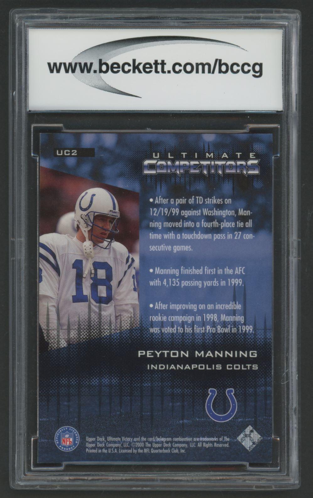 Peyton Manning 2000 Ultimate Victory Competitors #UC2 (BCCG 10) at PristineAuction.com Peyton Manning 2000 Ultimate Victory Competitors #UC2 (BCCG 10) at PristineAuction.com