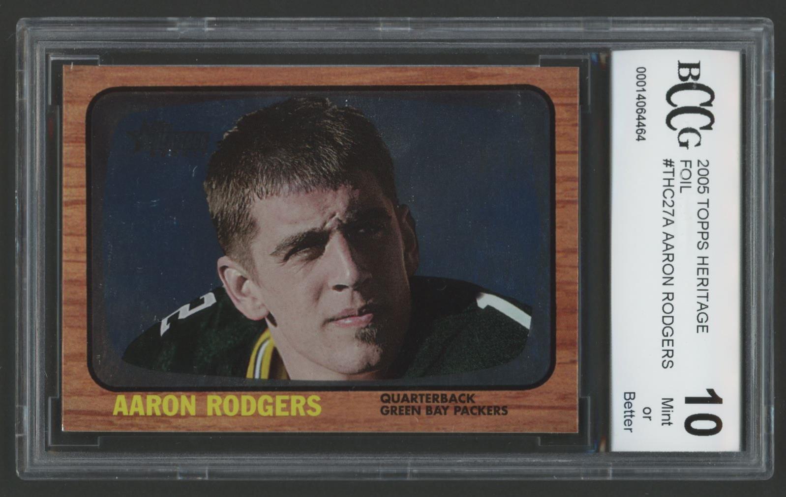 Aaron Rodgers 2005 Topps Heritage Foil #THC27A (BCCG 10) at PristineAuction.com Aaron Rodgers 2005 Topps Heritage Foil #THC27A (BCCG 10) at PristineAuction.com