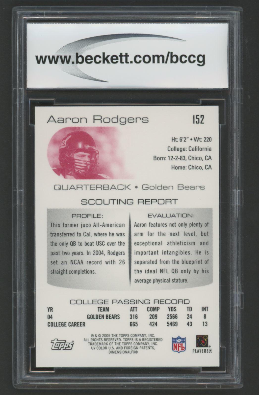 Aaron Rodgers 2005 Topps Chrome DPP #152 (BCCG 10) at PristineAuction.com Aaron Rodgers 2005 Topps Chrome DPP #152 (BCCG 10) at PristineAuction.com