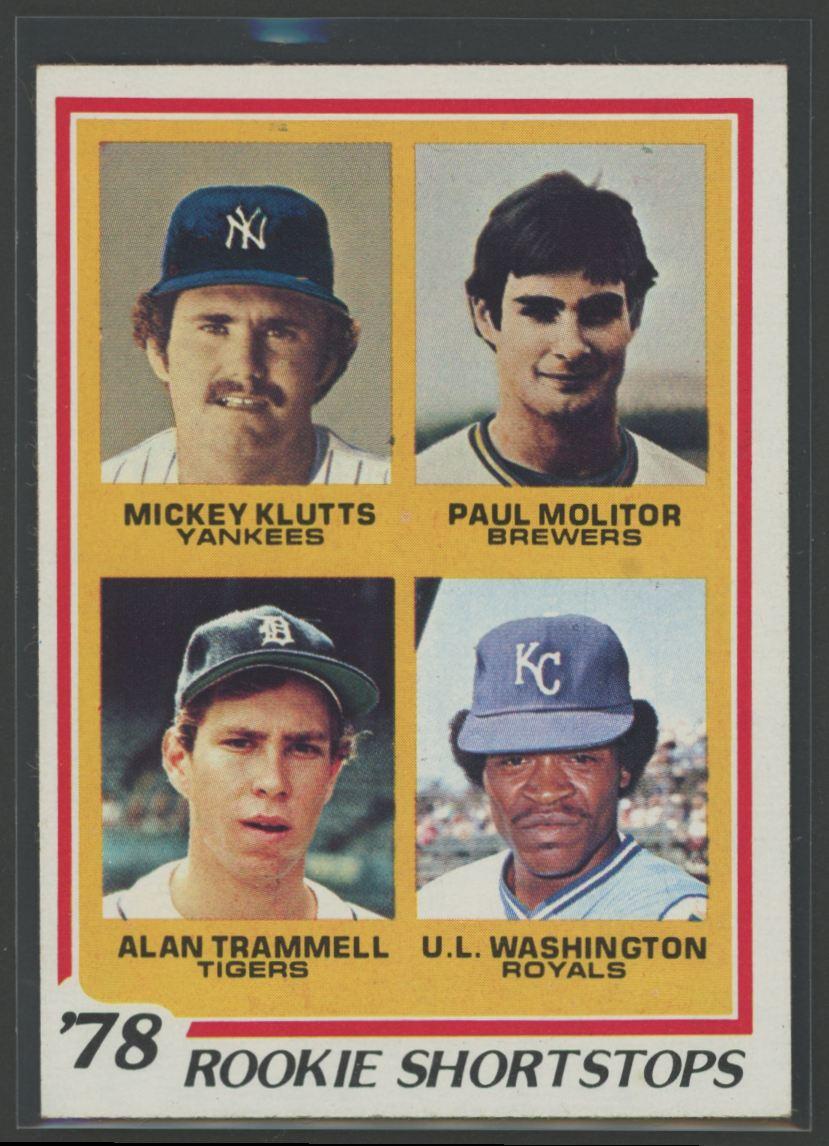 Mickey Klutts / Paul Molitor / Alan Trammell / U.L. Washington 1978 Topps #707 RC at PristineAuction.com Mickey Klutts / Paul Molitor / Alan Trammell / U.L. Washington 1978 Topps #707 RC at PristineAuction.com