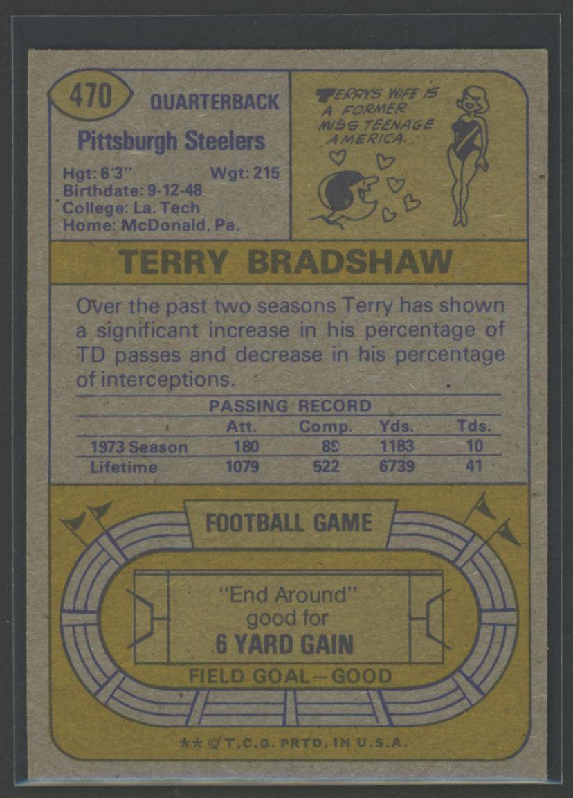 Terry Bradshaw 1974 Topps #470 at PristineAuction.com Terry Bradshaw 1974 Topps #470 at PristineAuction.com