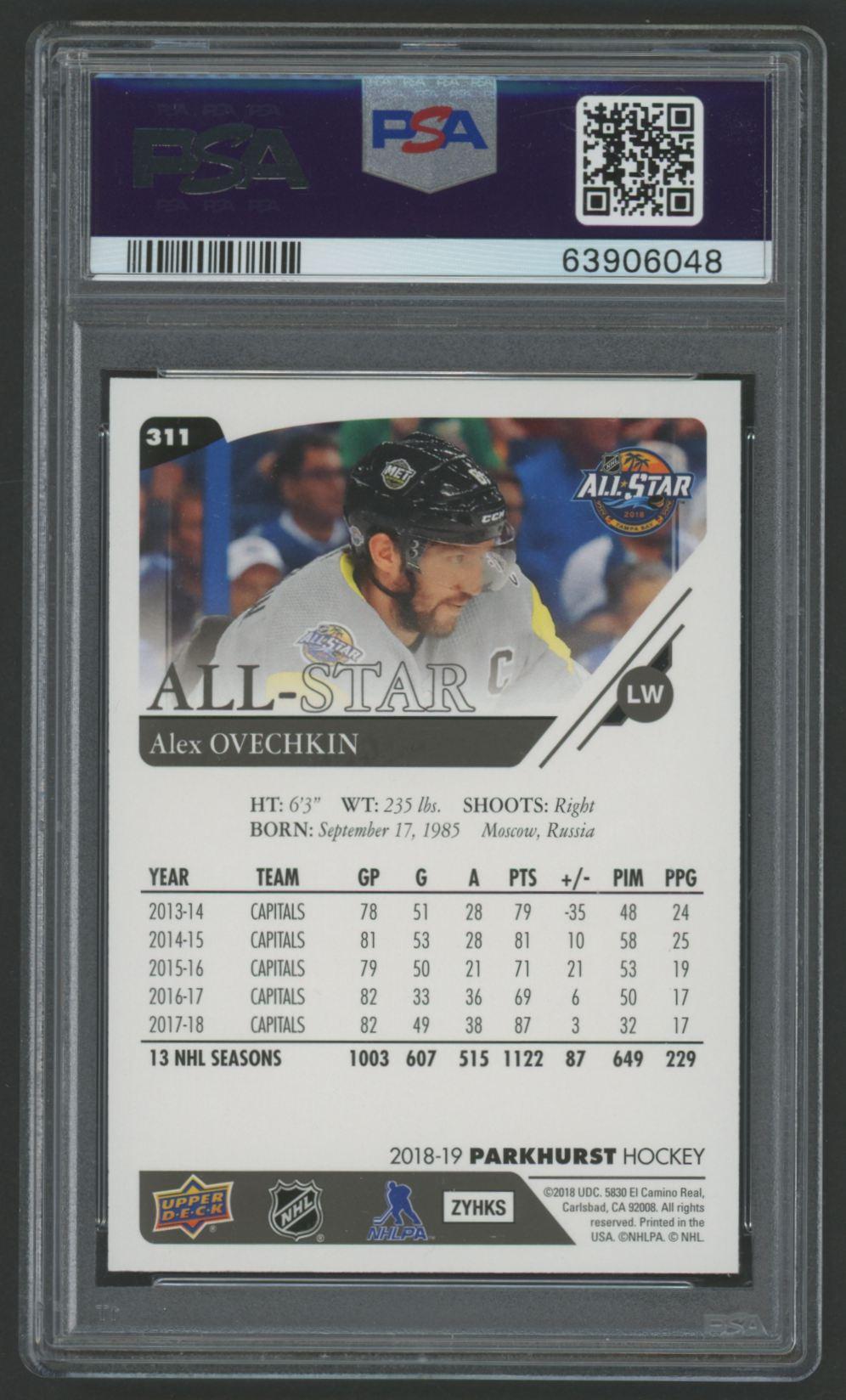 Alexander Ovechkin 2018 Parkhurst #311 (PSA 10) at PristineAuction.com Alexander Ovechkin 2018 Parkhurst #311 (PSA 10) at PristineAuction.com