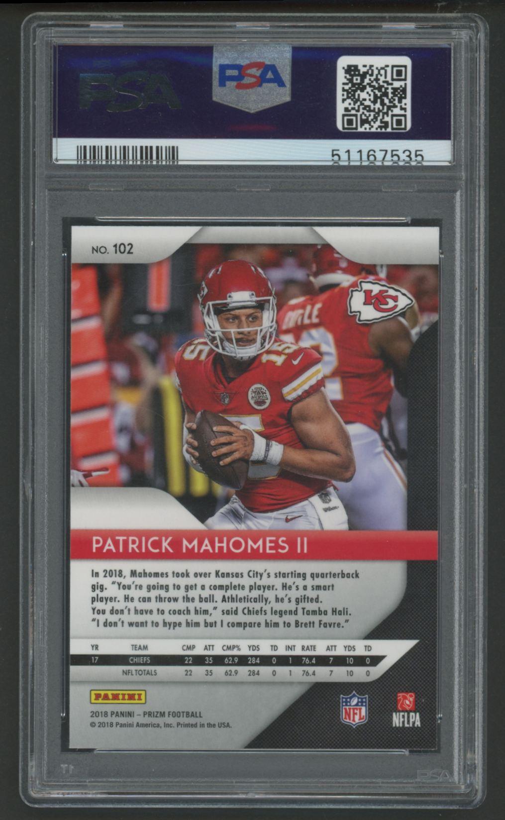 Patrick Mahomes II 2018 Panini Prizm #102 (PSA 10) at PristineAuction.com Patrick Mahomes II 2018 Panini Prizm #102 (PSA 10) at PristineAuction.com
