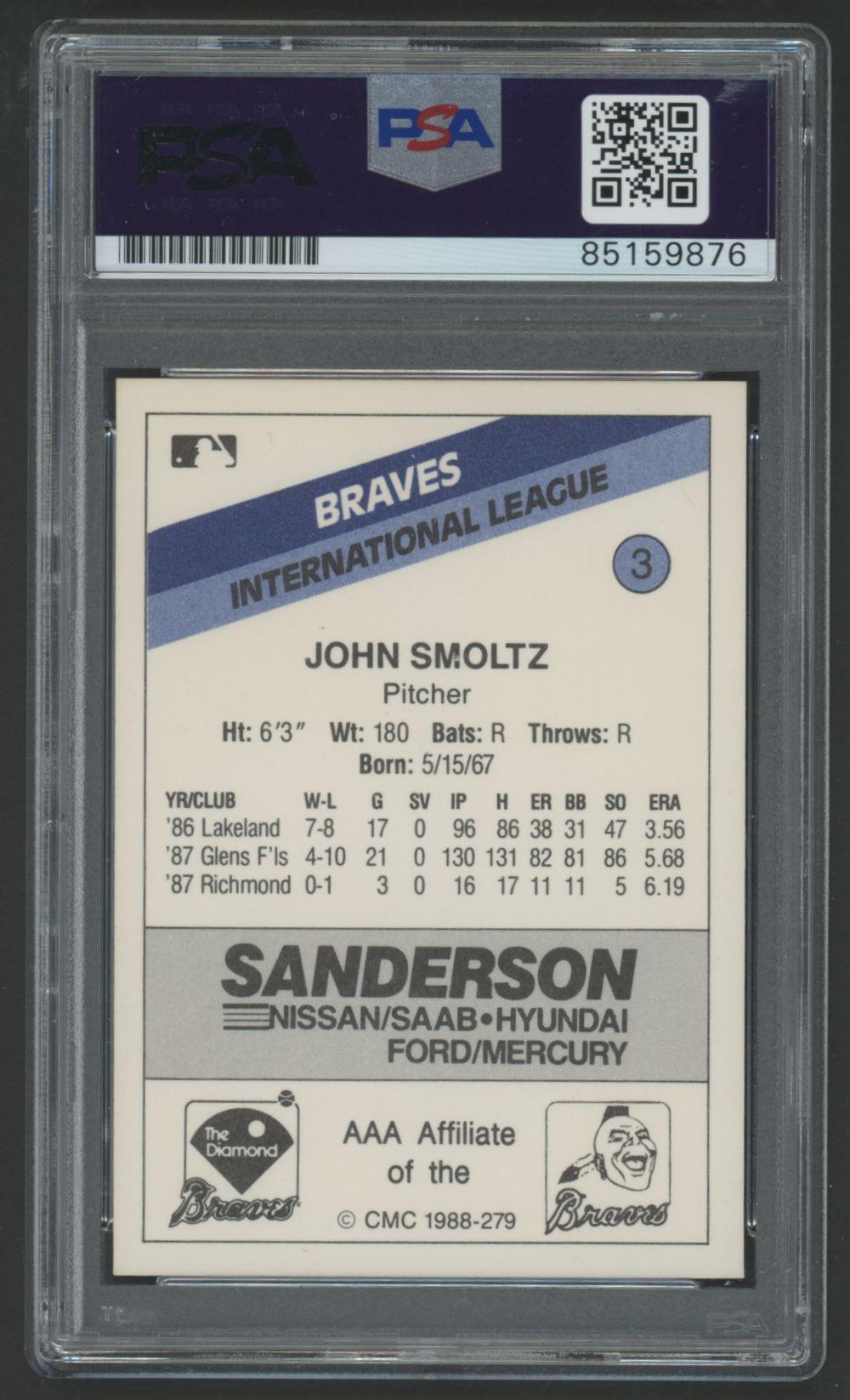 John Smoltz Signed 1988 CMC Minor Leagues #3 (PSA | Auto 10) at PristineAuction.com John Smoltz Signed 1988 CMC Minor Leagues #3 (PSA | Auto 10) at PristineAuction.com