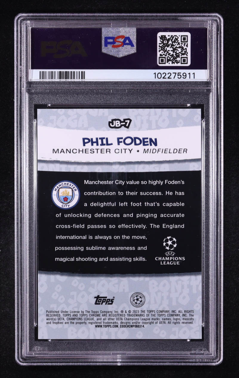 Phil Foden 2022-23 Topps Chrome UEFA Club Competitions Joga Bonito #JB7 (PSA 10) at PristineAuction.com Phil Foden 2022-23 Topps Chrome UEFA Club Competitions Joga Bonito #JB7 (PSA 10) at PristineAuction.com