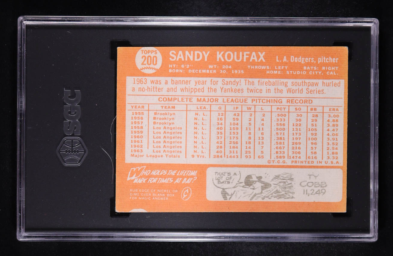 Sandy Koufax 1964 Topps #200 (SGC 3) at PristineAuction.com Sandy Koufax 1964 Topps #200 (SGC 3) at PristineAuction.com