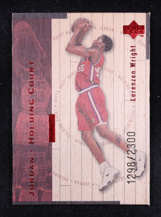 Lorenzen Wright / Michael Jordan 1998 Upper Deck Hardcourt Jordan Holding Court Red #J12 #1298/2300 at PristineAuction.com Lorenzen Wright / Michael Jordan 1998 Upper Deck Hardcourt Jordan Holding Court Red #J12 #1298/2300 at PristineAuction.com