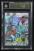 Lionel Messi / Cristiano Ronaldo / Neymar Jr 2024 Leaf Metal Special Release Exclusive Legends Ed. Triple Lava Silver Foil Proofs (BGS 9.5) at PristineAuction.com