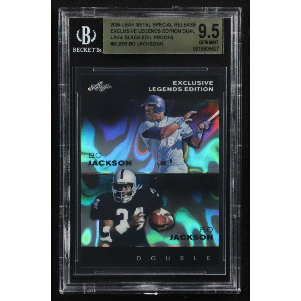 Bo Jackson / Bo Jackson /  2024 Leaf Metal Special Release Exclusive Legends Ed. Dual Lava Black Foil Proofs #ELE03 (BGS 9.5) at PristineAuction.com
