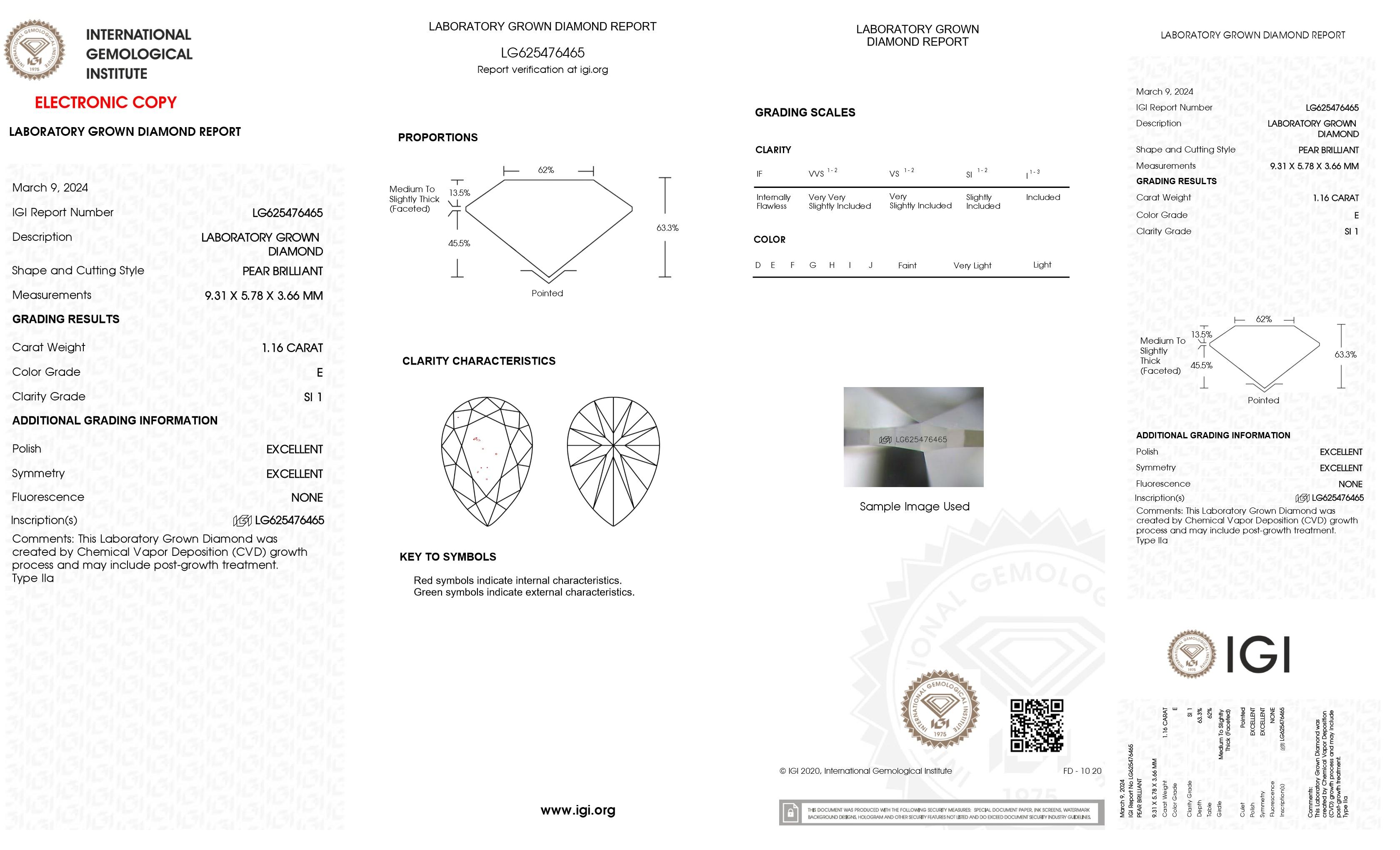1.16 Carats Lab Grown Diamond Loose E, SI1 | Estimated Retail Value: $1,700 (UGL & IGI Certs) at PristineAuction.com 1.16 Carats Lab Grown Diamond Loose E, SI1 | Estimated Retail Value: $1,700 (UGL & IGI Certs) at PristineAuction.com