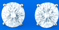 Platinum New 2.87 Carats Lab Grown Diamond Stud Earrings  D, VS1 | Estimated Retail Value: $5,500 (UGL & IGI Certs) at PristineAuction.com