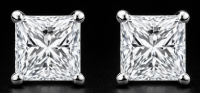 New 2.02 Carats Lab Grown Diamond Stud Earrings  D, VS1-VS2 | Princess Cut | Estimated Retail Value: $3,800 (UGL & IGI Certs) at PristineAuction.com