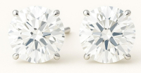 New 3.00 Carats Lab Grown Diamond Stud Earrings  D, VS2 | Round Brilliant Cut | Estimated Retail Value: $5,800 (UGL & IGI Certs) at PristineAuction.com