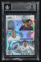 Lionel Messi / Zinedine Zidane / Zlatan Ibrahimovic 2024 Leaf Metal Special Release Exclusive Legends Ed. Triple Lava Silver Foil Proofs (BGS 8) at PristineAuction.com