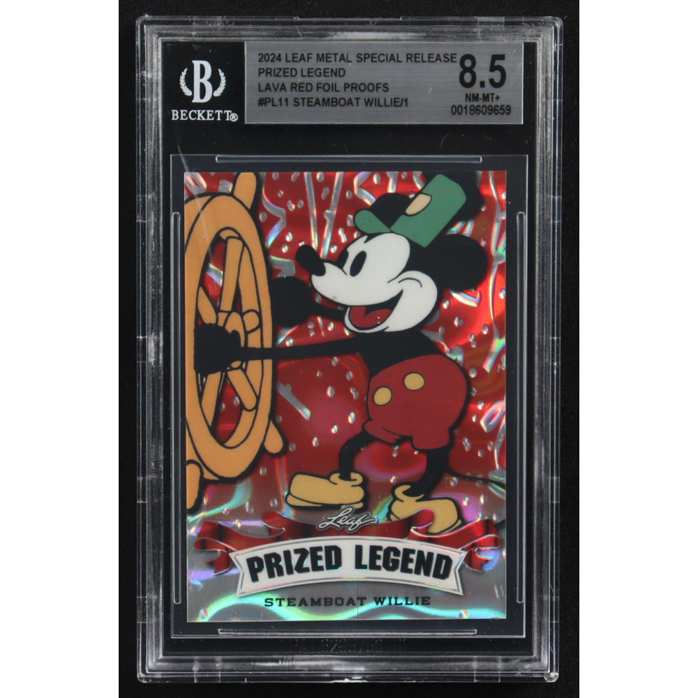 Steamboat Willie 2024 Leaf Metal Special Release Prized Legend Lava Red Foil Proofs #PL11 (BGS 8.5) at PristineAuction.com