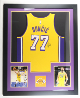 Luka Doncic Signed Custom Framed Jersey Display (JSA) at PristineAuction.com