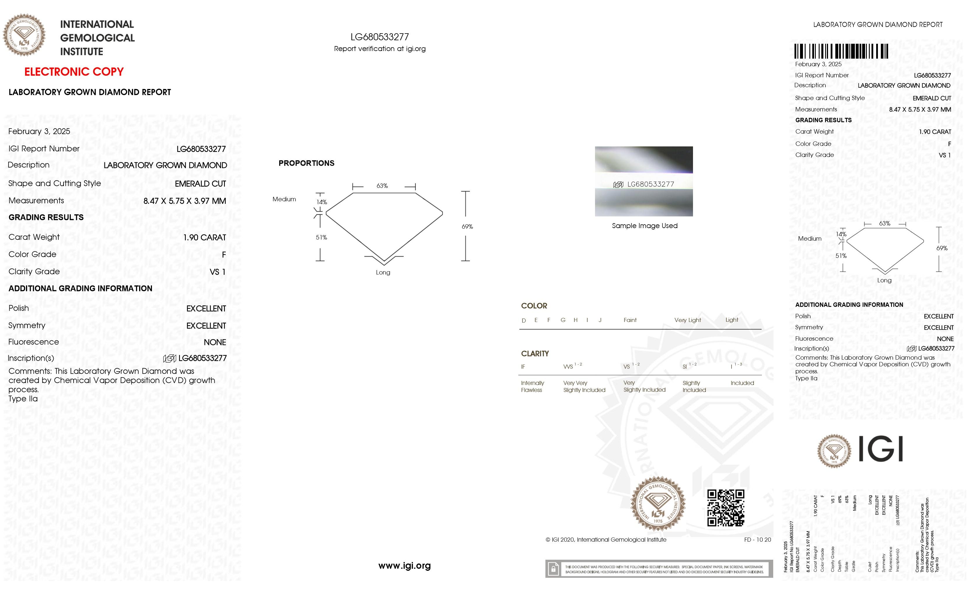 1.90 Carats Lab Grown Diamond Loose F, VS1 | $2,700 Estimated Retail Value (UGL & IGI Certs) at PristineAuction.com 1.90 Carats Lab Grown Diamond Loose F, VS1 | $2,700 Estimated Retail Value (UGL & IGI Certs) at PristineAuction.com