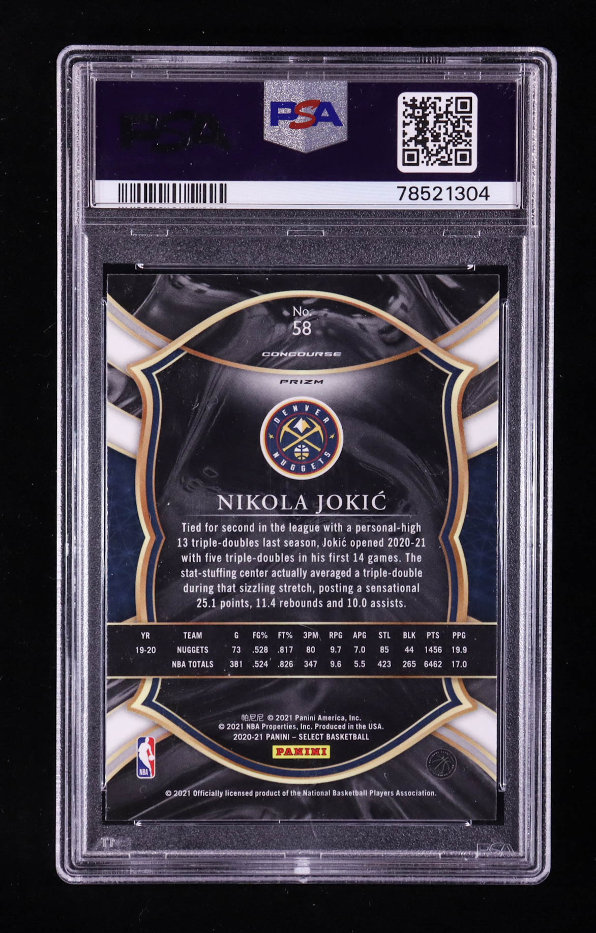 Nikola Jokic 2020-21 Select Prizms Green White Purple #58 (PSA 10) at PristineAuction.com Nikola Jokic 2020-21 Select Prizms Green White Purple #58 (PSA 10) at PristineAuction.com