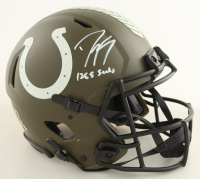 Dwight Freeney Signed Colts Full-Size Authentic On-Field Salute to Service Alternate Speed Helmet Inscribed "125.5 Sacks" (Beckett) at PristineAuction.com