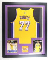 Luka Doncic Signed Custom Framed Jersey Display (JSA) at PristineAuction.com