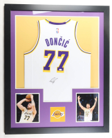 Luka Doncic Signed Custom Framed Jersey Display (JSA) at PristineAuction.com