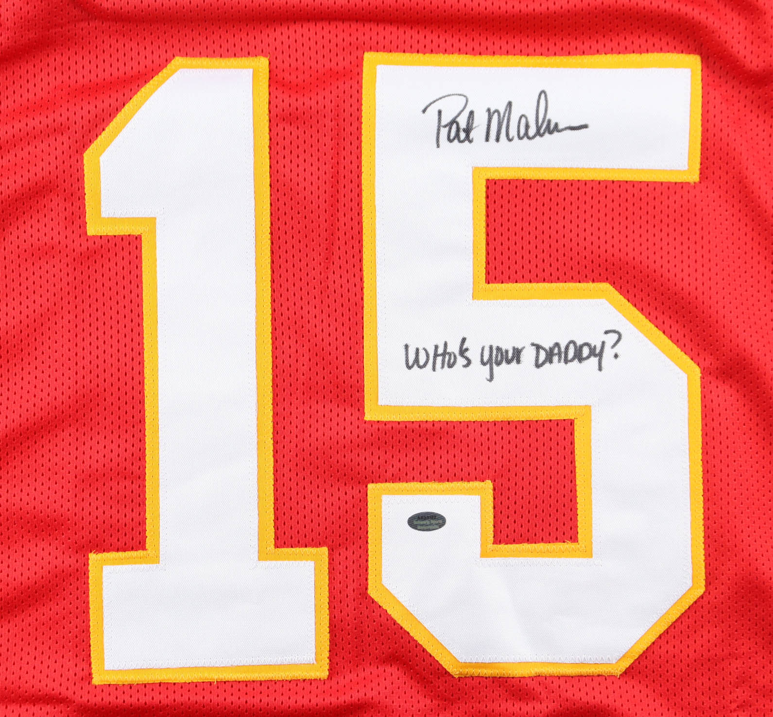 Patrick Mahomes Sr. Signed Jersey Inscribed "Who's Your Daddy?" (Schwartz) at PristineAuction.com Patrick Mahomes Sr. Signed Jersey Inscribed "Who's Your Daddy?" (Schwartz) at PristineAuction.com