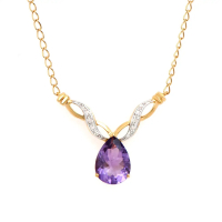 4.21 CTW Amethyst & Diamond 18K Gold Plated Designer Necklace Size 19 Inches | Estimated Value $1,749 (AMG) at PristineAuction.com