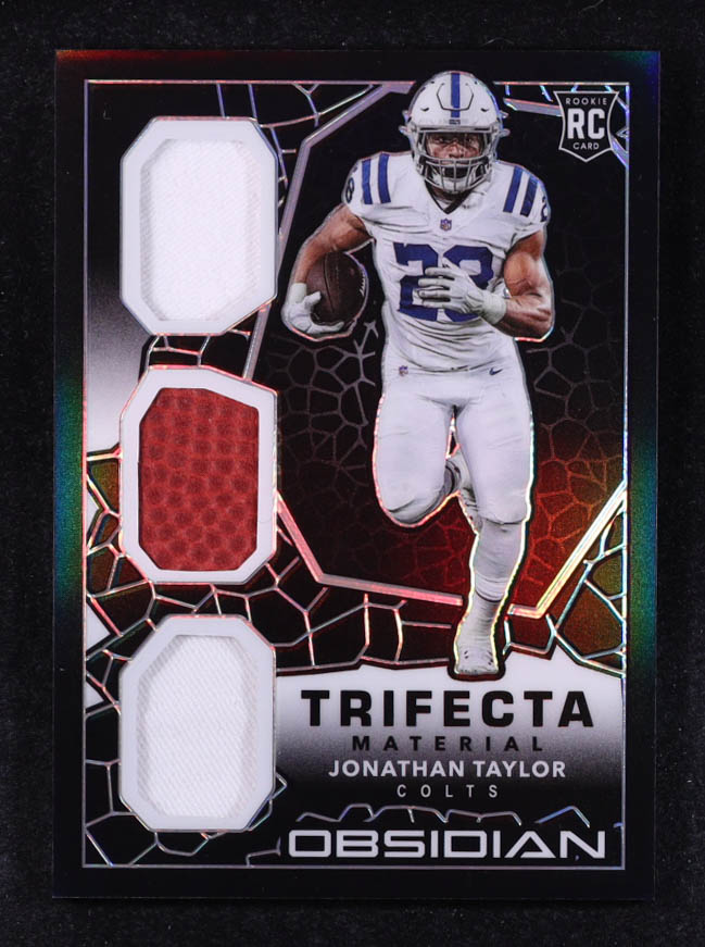 Jonathan Taylor 2020 Panini Obsidian Trifecta Materials #16 #075/100 RC at PristineAuction.com Jonathan Taylor 2020 Panini Obsidian Trifecta Materials #16 #075/100 RC at PristineAuction.com