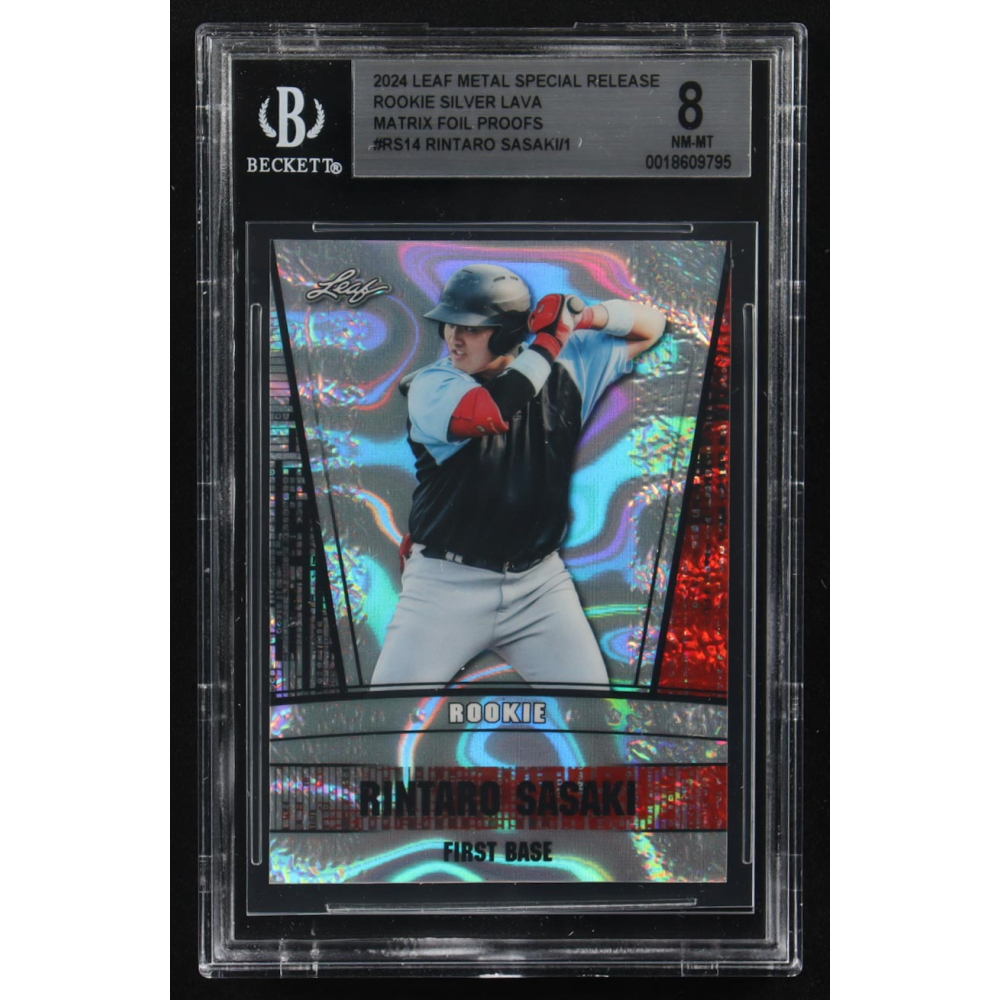 Rintaro Sasaki 2024 Leaf Metal Special Release Rookie Silver Lava Matrix Foil Proofs #RS14 RC (BGS 8) at PristineAuction.com