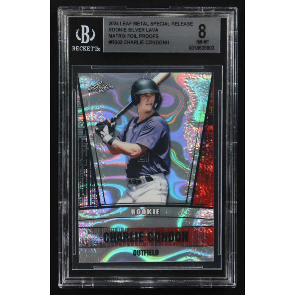 Charlie Condon 2024 Leaf Metal Special Release Rookie Silver Lava Matrix Foil Proofs #RS02 RC (BGS 8) at PristineAuction.com