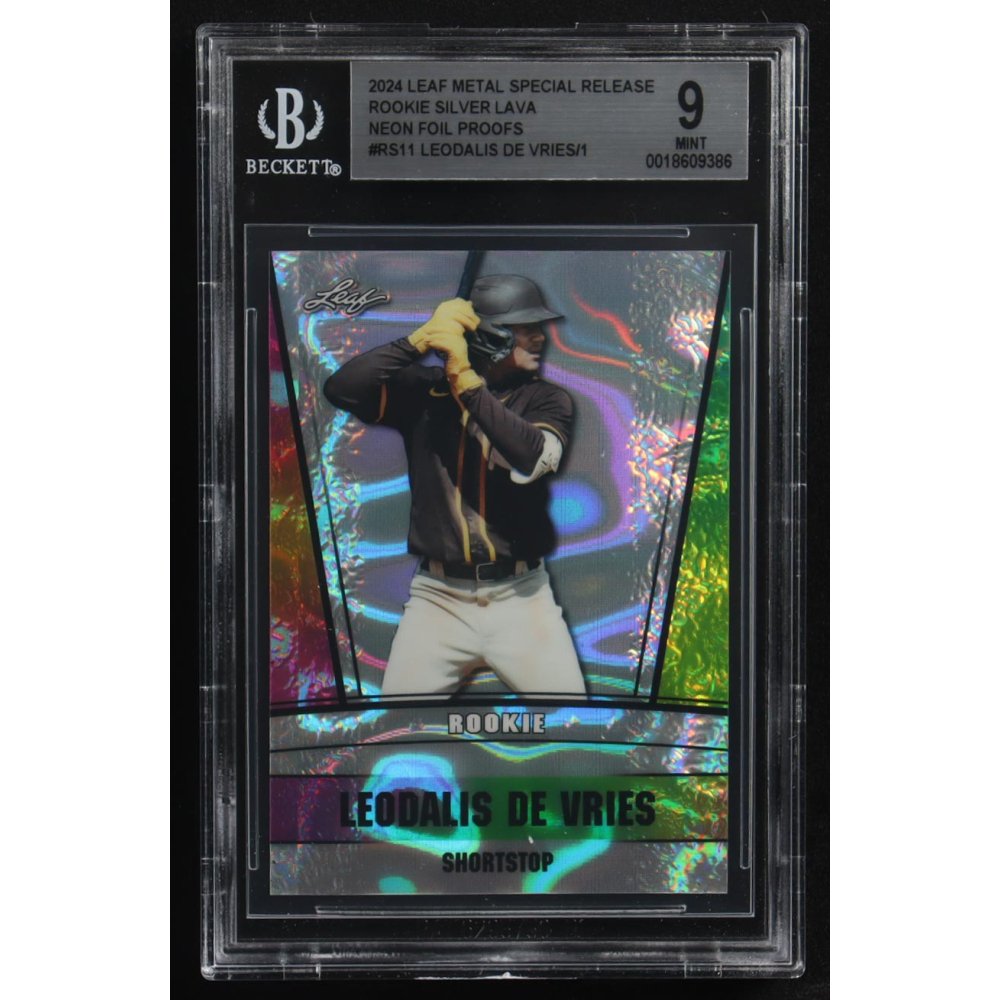 Leodalis De Vries 2024 Leaf Metal Special Release Rookie Silver Lava Neon Foil Proofs #RS11 RC (BGS 9) at PristineAuction.com