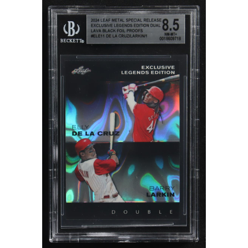 Elly De La Cruz / Barry Larkin 2024 Leaf Metal Special Release Exclusive Legends Ed. Dual Black Foil Proofs #ELE11 #1/1 (BGS 8.5) at PristineAuction.com