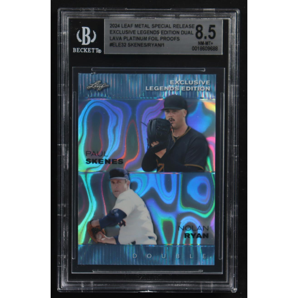 Paul Skenes / Nolan Ryan / 2024 Leaf Metal Special Release Exclusive Legends Ed. Dual Lava Platinum Foil Proofs #ELE32 (BGS 8.5) at PristineAuction.com