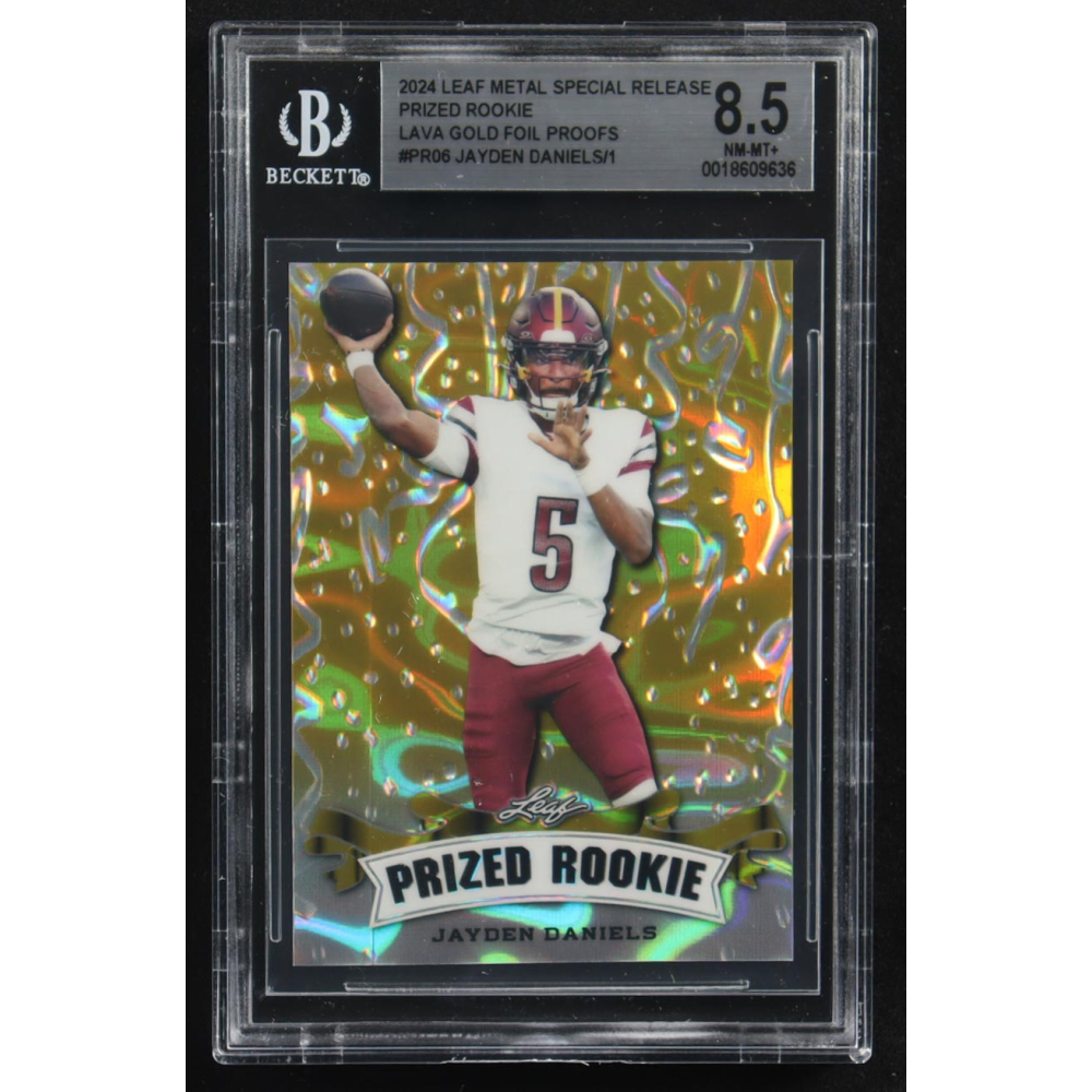 Jayden Daniels 2024 Leaf Metal Special Release Prized Rookie Lava Gold Foil Proofs #PR06 RC (BGS 8.5) at PristineAuction.com