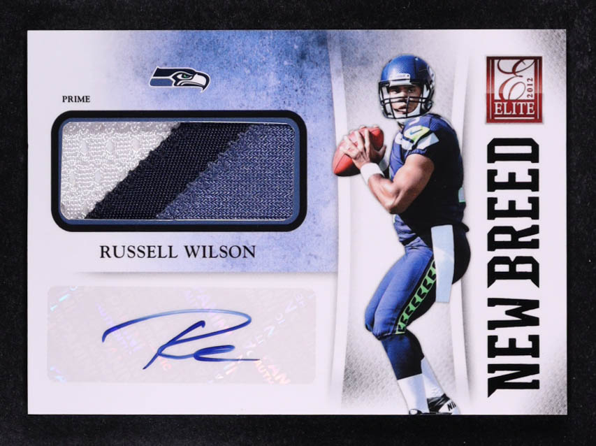 Russell Wilson 2012 Elite New Breed Jerseys Autographs Prime #25 RC #07/25 at PristineAuction.com Russell Wilson 2012 Elite New Breed Jerseys Autographs Prime #25 RC #07/25 at PristineAuction.com