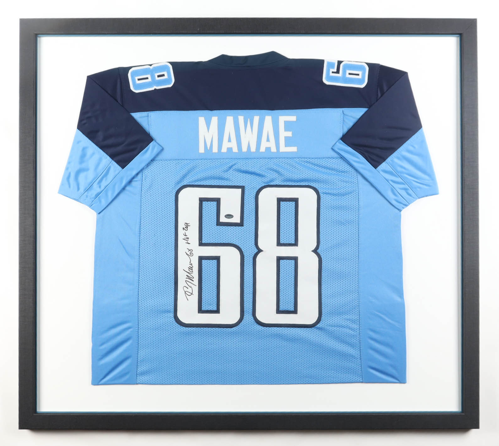 Kevin Mawae Signed Custom Framed Jersey Inscribed "HOF 2019" (Schwartz) at PristineAuction.com Kevin Mawae Signed Custom Framed Jersey Inscribed "HOF 2019" (Schwartz) at PristineAuction.com