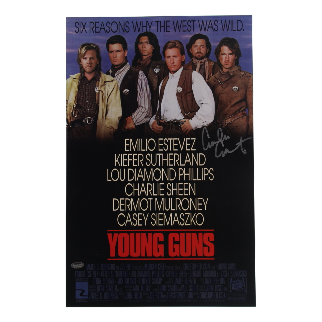 Emilio Estevez Signed "Young Guns" 11x17 Movie Poster (Schwartz) at PristineAuction.com Emilio Estevez Signed "Young Guns" 11x17 Movie Poster (Schwartz) at PristineAuction.com