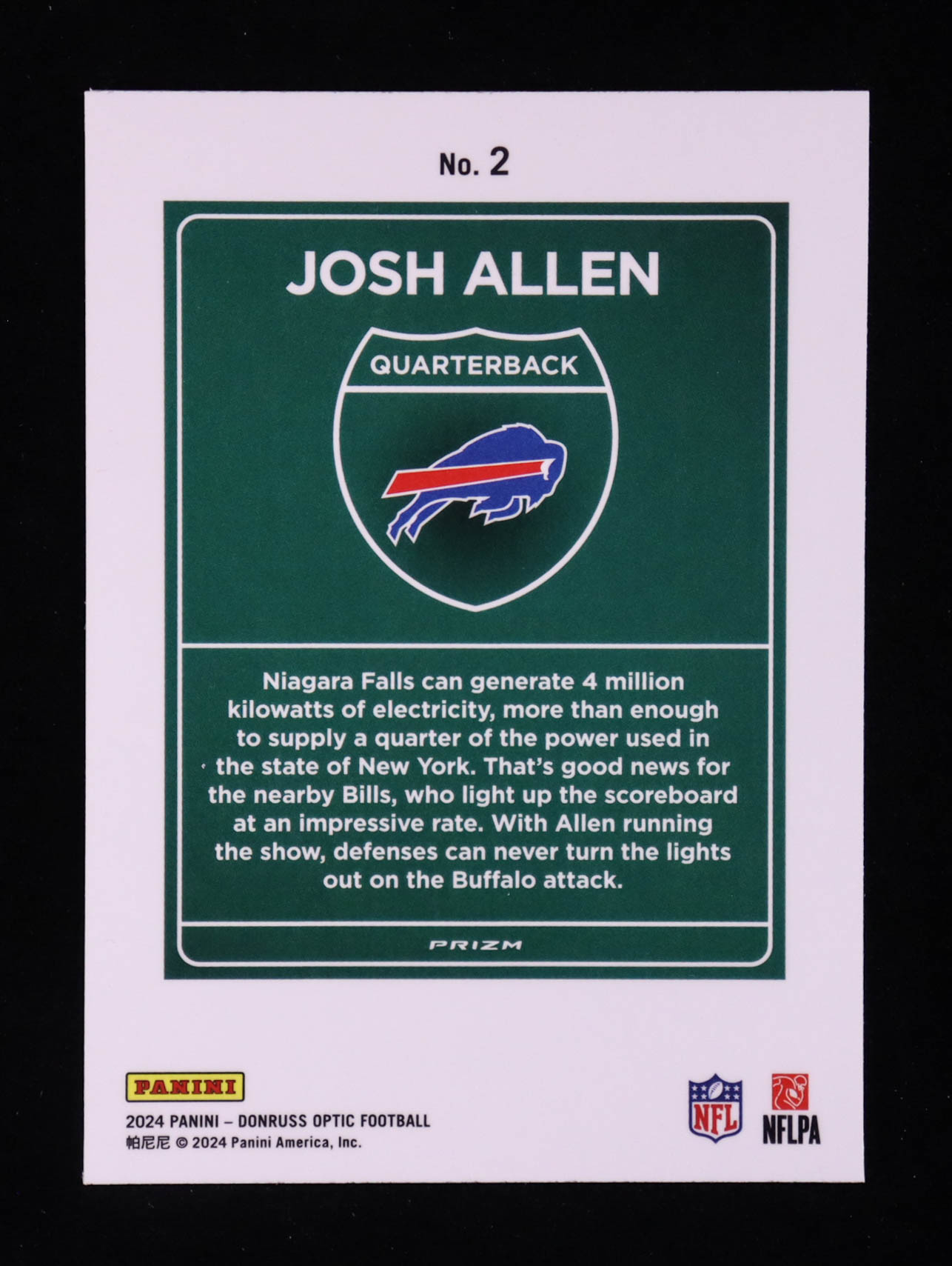 Josh Allen 2024 Donruss Optic Downtown #2 at PristineAuction.com Josh Allen 2024 Donruss Optic Downtown #2 at PristineAuction.com